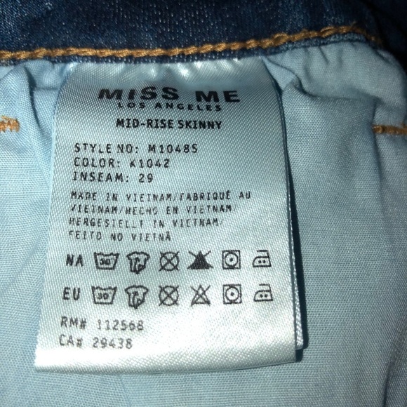 NWT MISS ME Medium Wash Stretch Mid Rise Skinny Jeans Sz 29 - Picture 10 of 11